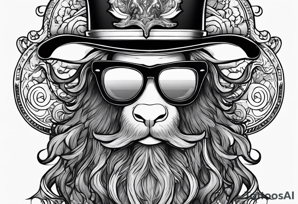 capricorn with beard and sunglasses tattoo idea