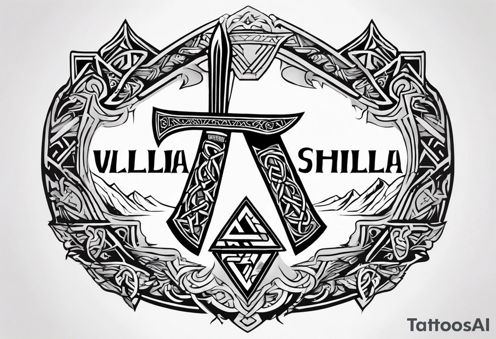Valhalla shield valknut sword axe tattoo idea