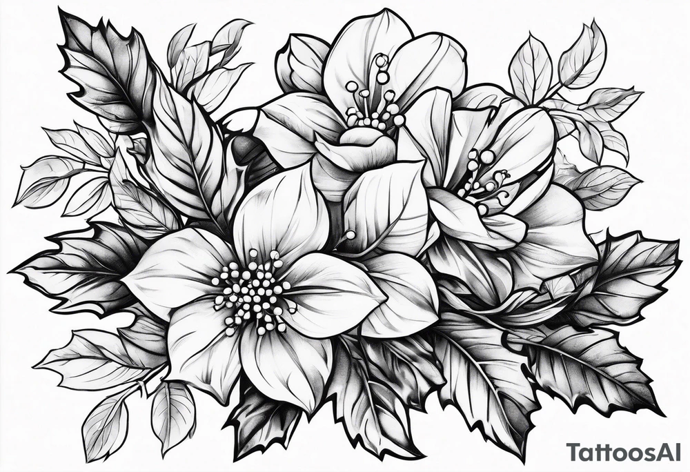Holly flower tattoo idea