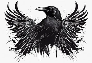 Black ravens hiding in its wings and dripped in blood tattoo idea