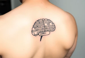 Tattoo of a binary code forming the shape of a brain tattoo idea