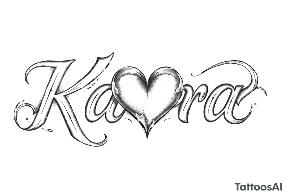 The name Kara with a heart tattoo idea