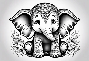 Cartoon baby elephant tattoo idea