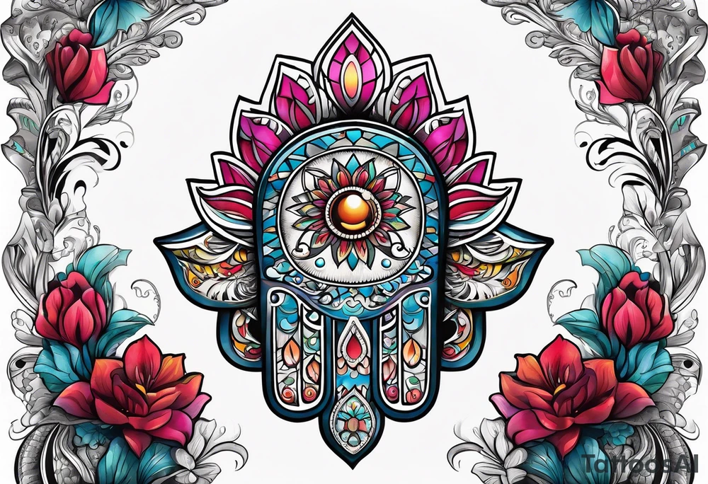 hand of hamsa tattoo idea