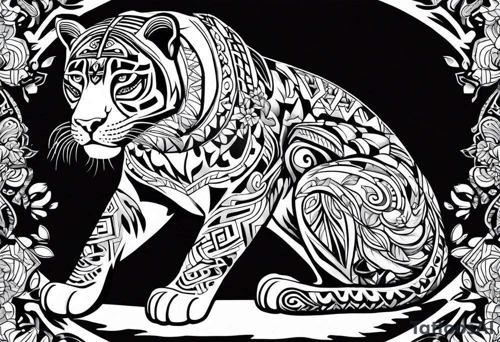 aztec black jaguar sitting tattoo idea