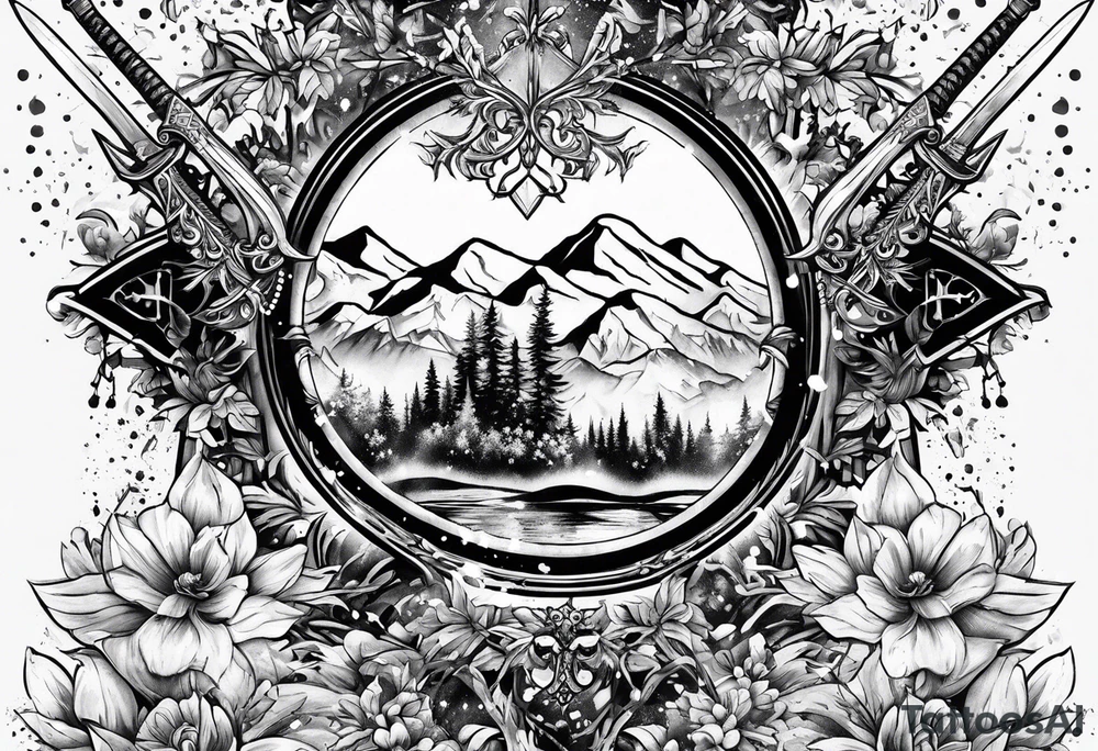 snow falling on swords tattoo idea
