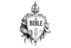 A knight with a bible on his shield tattoo idea tattoo idea