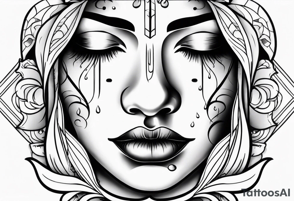 Crying face Chicano tattoo idea