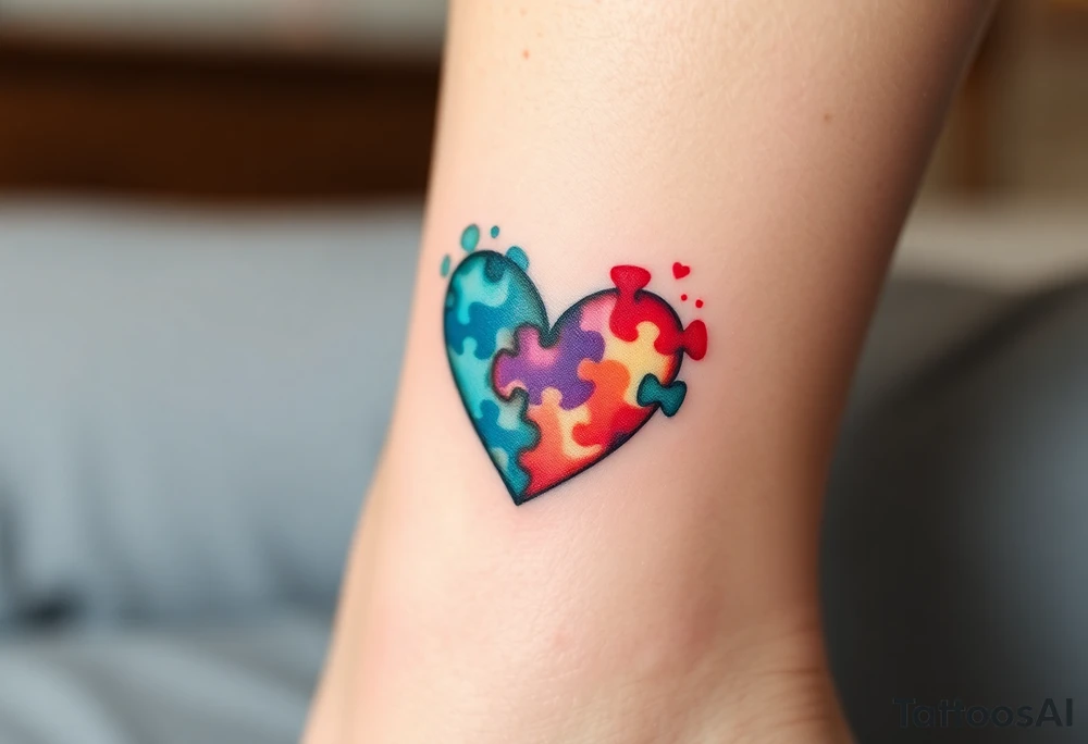 autism heart puzzle shape symbol tattoo idea