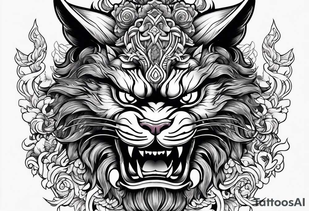 Oni tatoo cat tattoo idea