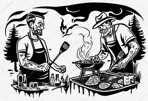 Father and son spending time grilling outside tattoo idea