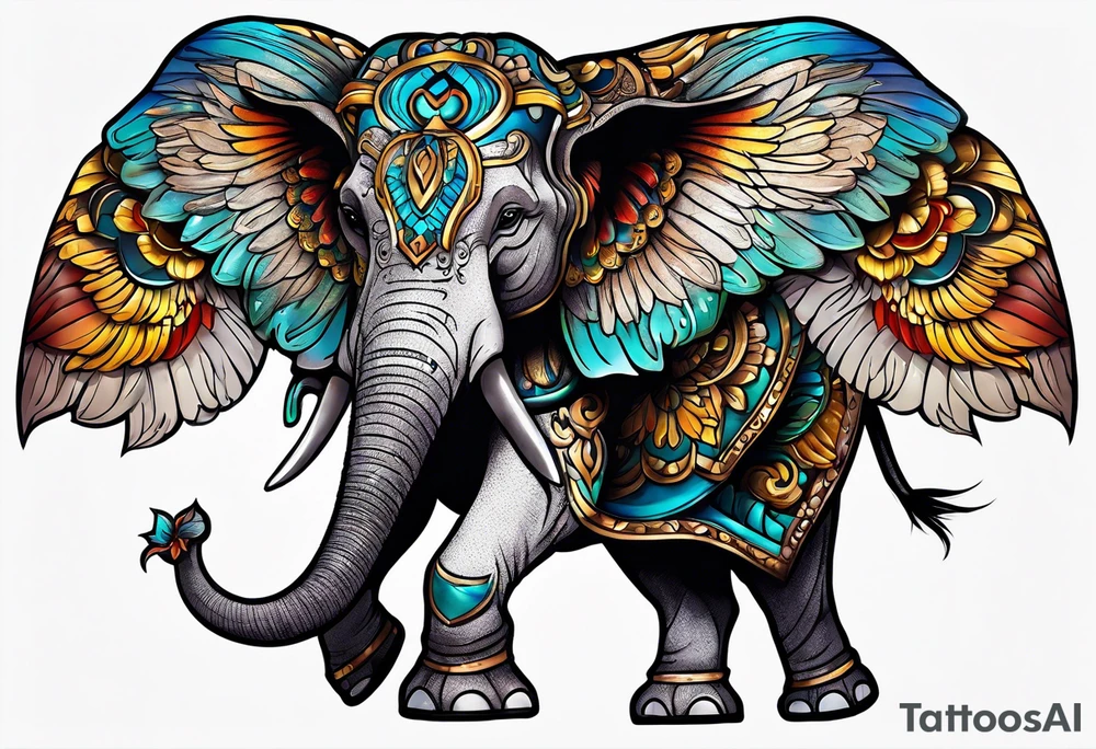 winged elephant tattoo idea