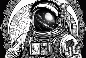 Astronaut wearing a peace bandana tattoo idea