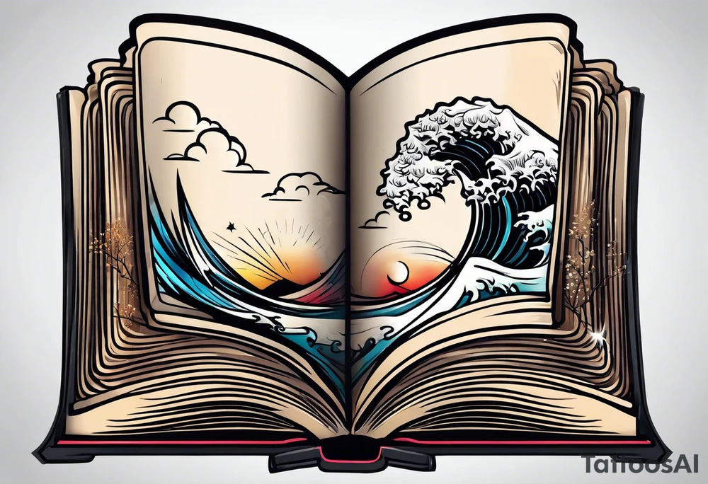 open book standing up tattoo idea