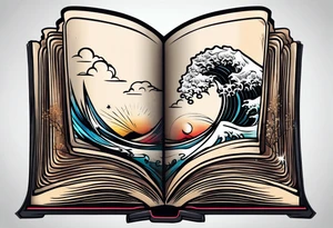 open book standing up tattoo idea