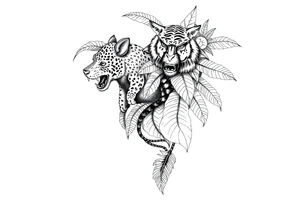 Idea for jungle tattoo to include a piece for my wife and child. tattoo idea