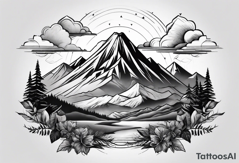 volcanic mountain range tattoo idea