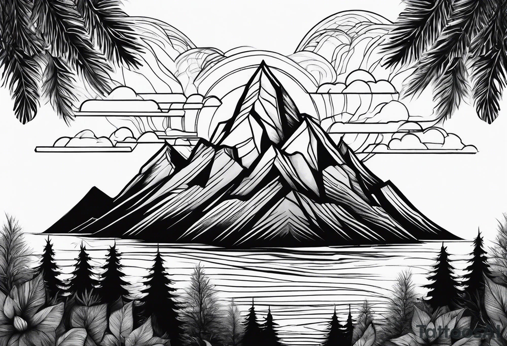 Mountains with a river tattoo idea