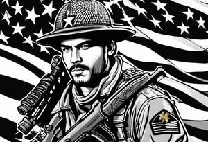 Flag, soldier, cross, creed tattoo idea
