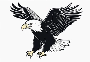 Top down view of a bald eagle with its wings spread tattoo idea