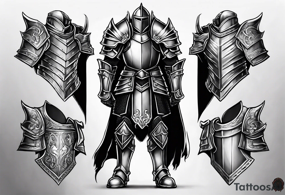 knight heavy armor bare legs tattoo idea