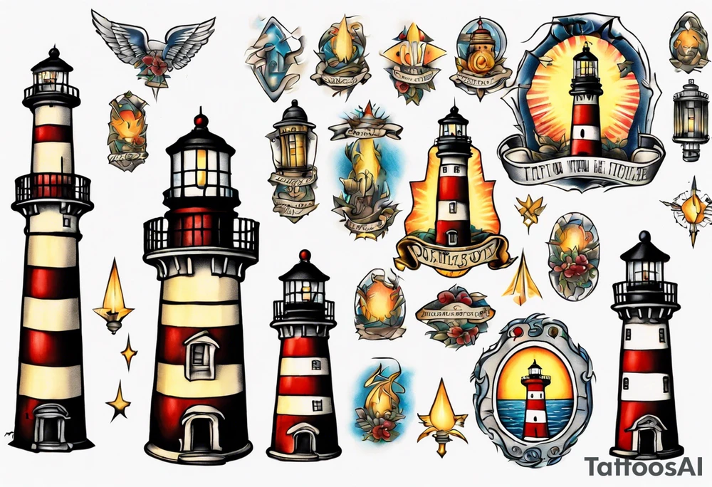 tattoo of a light house shining its light on an angel tattoo idea