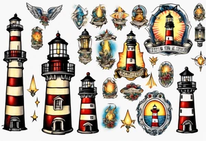 tattoo of a light house shining its light on an angel tattoo idea