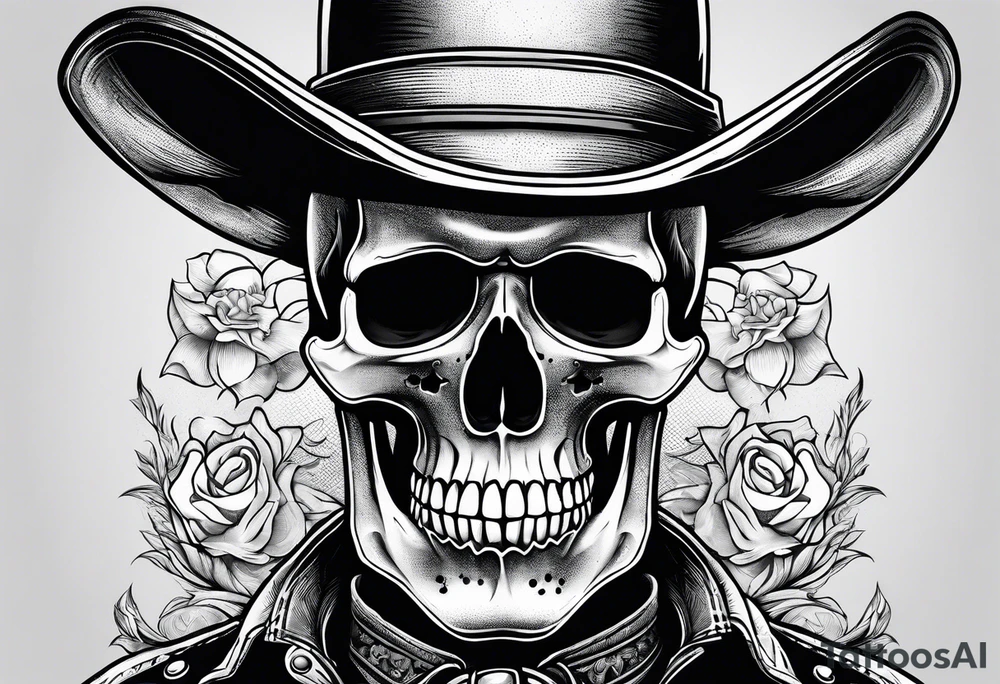 cowboy skull smoking a cigarette tattoo idea