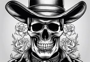 cowboy skull smoking a cigarette tattoo idea