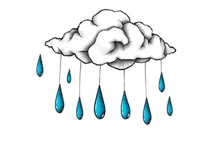 blue rain drops with cloud tattoo idea