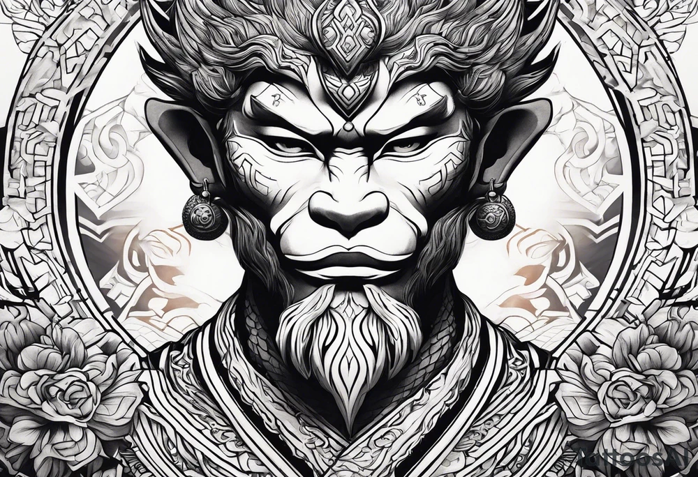 sun wukong meditating tattoo idea