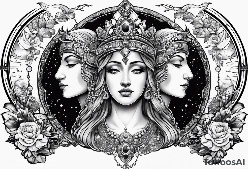 Janus, Aquarius, rosary tattoo idea