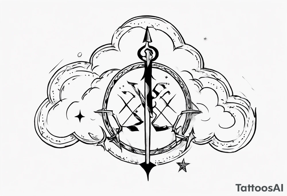 a cloud with the word sagittarius with the date 12.08.05 tattoo idea