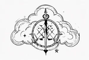 a cloud with the word sagittarius with the date 12.08.05 tattoo idea