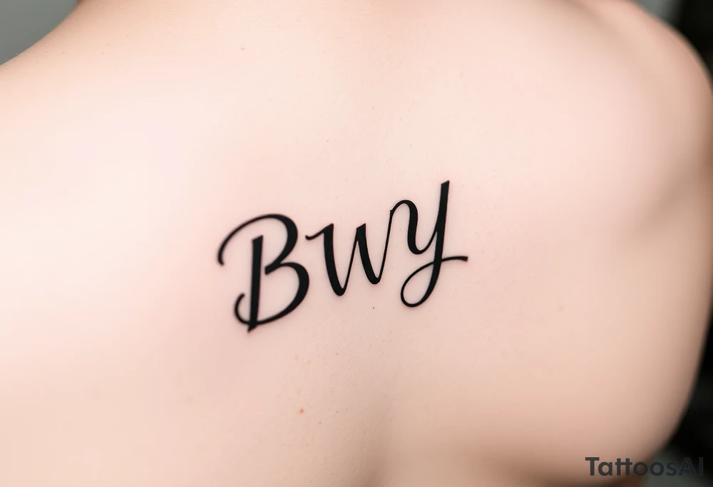 Inside finger tattoo with initials BWY in cursive tattoo idea