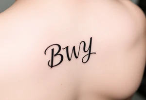 Inside finger tattoo with initials BWY in cursive tattoo idea