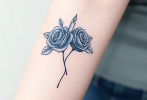 Blue, 2 roses, 2 candles, water tattoo idea