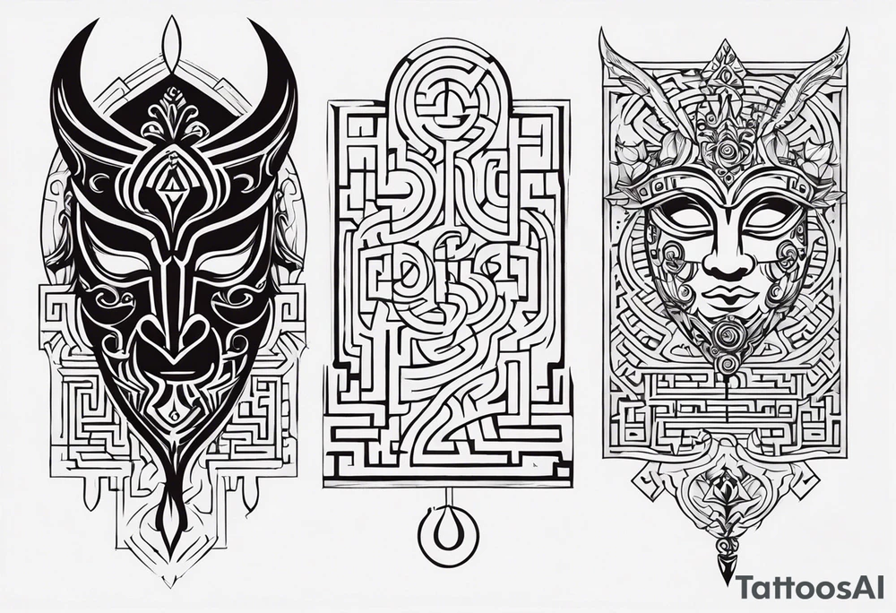 Maze masquerade Mirror Bell tattoo idea