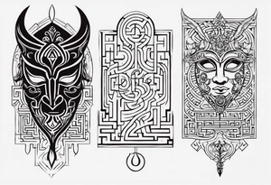 Maze masquerade Mirror Bell tattoo idea