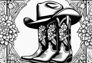 Cowboy boots flowers cowboy hat howdy tattoo idea