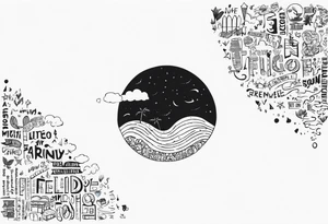 Tattoo the lyrics
 "Weathered and fading"

from the song "Only Friend" - Wallows

include little icons relevant to the song like the earth or a rainy cloud (examples_ tattoo idea