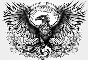 A Phoenix rising up as it's being stung by a scorpion tattoo idea