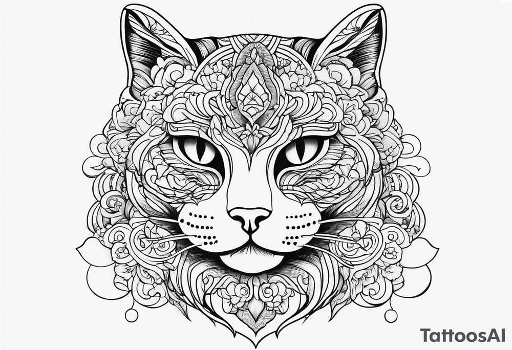 simple cat design tattoo idea