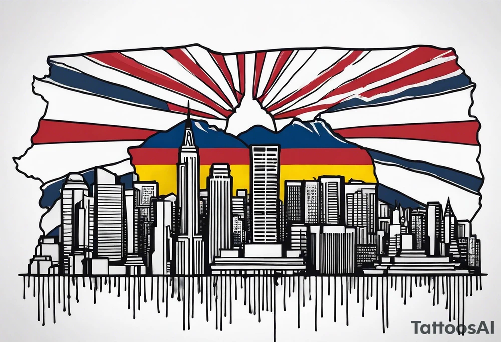 Arizona flag on top of the NYC skyline tattoo idea