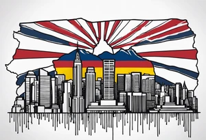 Arizona flag on top of the NYC skyline tattoo idea