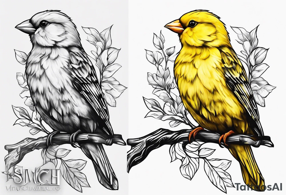 yellow canary tattoo idea