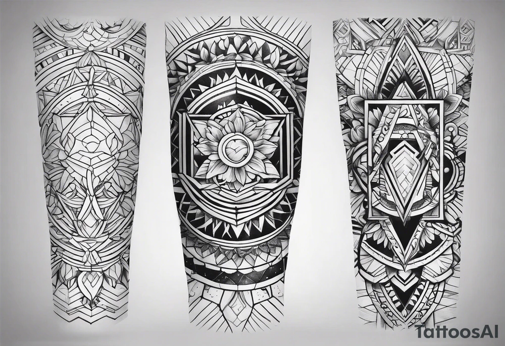 Columbia culture tattoo idea on leg/leg sleeve tattoo idea