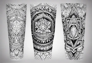 Columbia culture tattoo idea on leg/leg sleeve tattoo idea