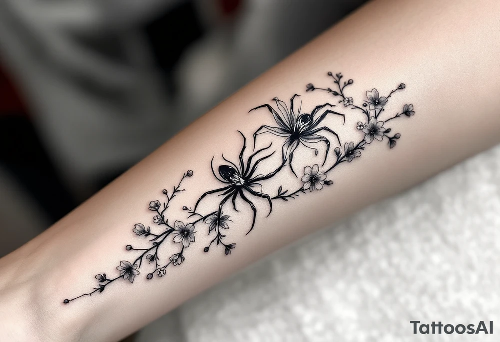 Spider Lilies from the anime demon slayer and Cherry Blossoms wrapped around the arm tattoo idea