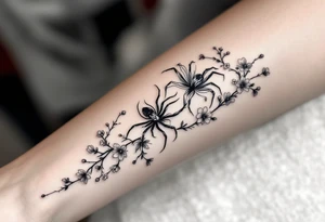 Spider Lilies from the anime demon slayer and Cherry Blossoms wrapped around the arm tattoo idea